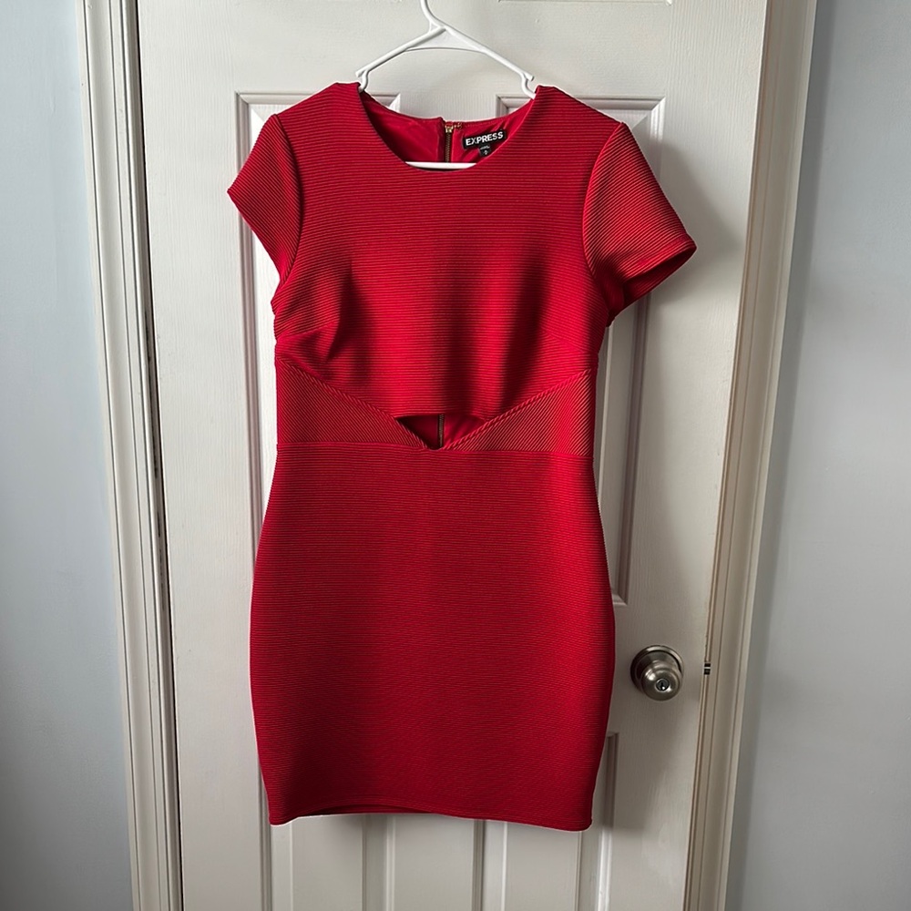 Express Red Ruffled Peplum Mini Dress